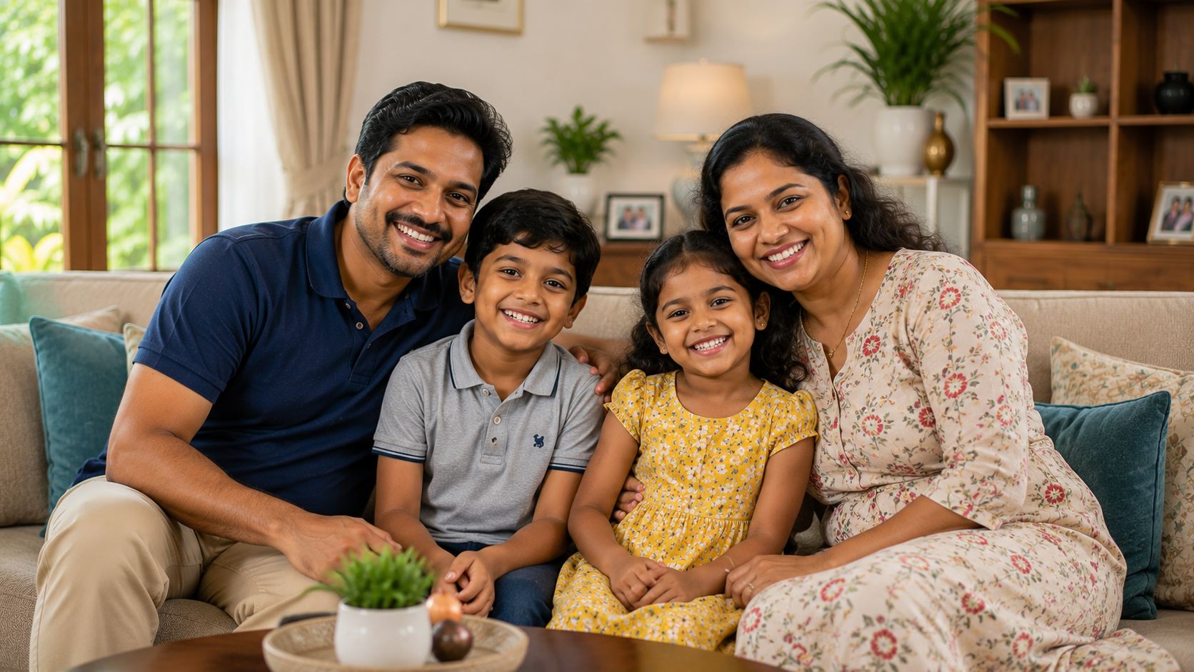 A multi-generational family at home